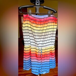 Multi-Colored and Striped Stretchy Romper